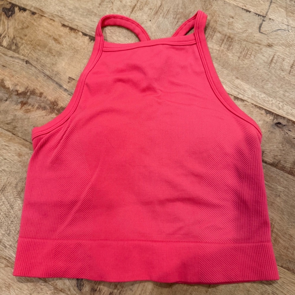 All In Motion Pink Seamless Racerback Tank Top High Neck Crop XS